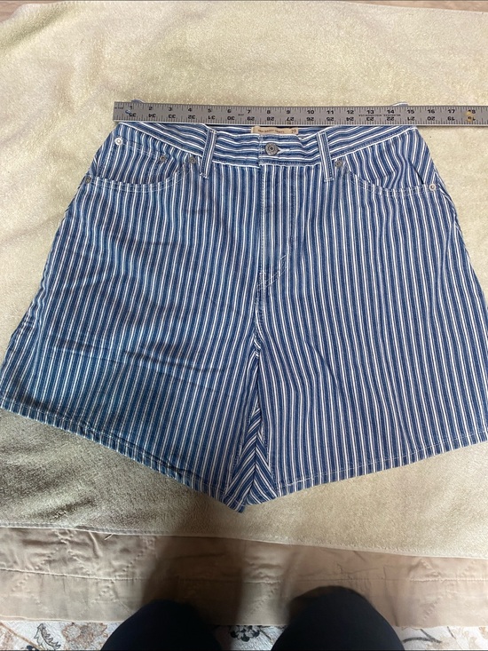 Levi's Pants - Levi's Blue and White Stripe High-Waist Women's Shorts